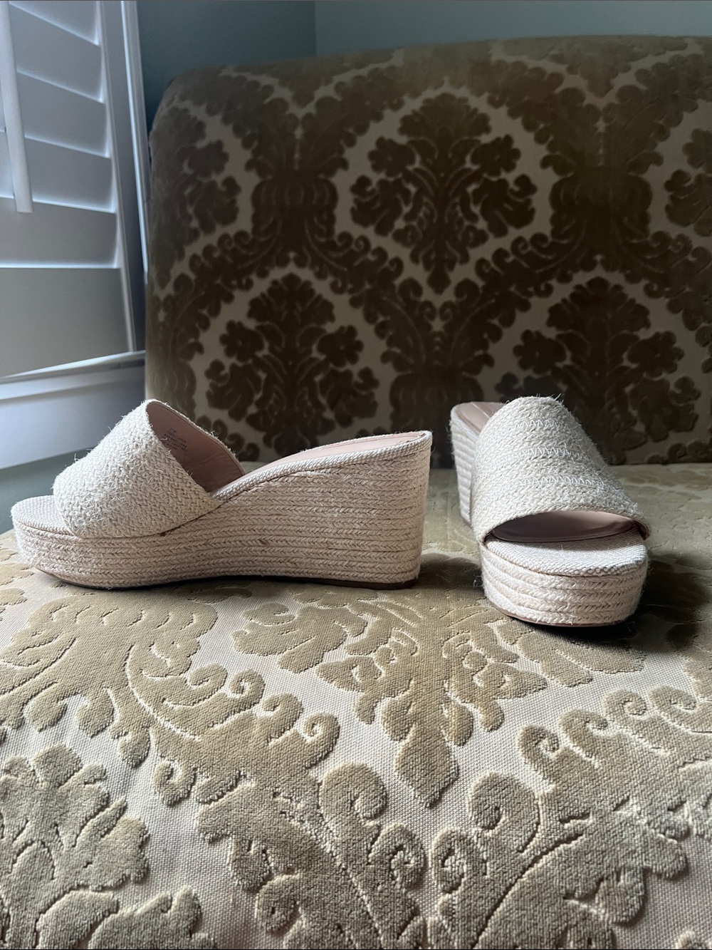 Copper Key Cream Espadrille Wedge Slide Sandals